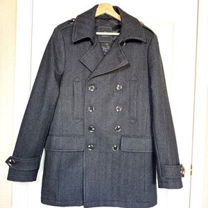 7 Diamonds Men’s Double-breasted Tweed Peacoat Wool Heavy Glasgow JKT7088 Gray M